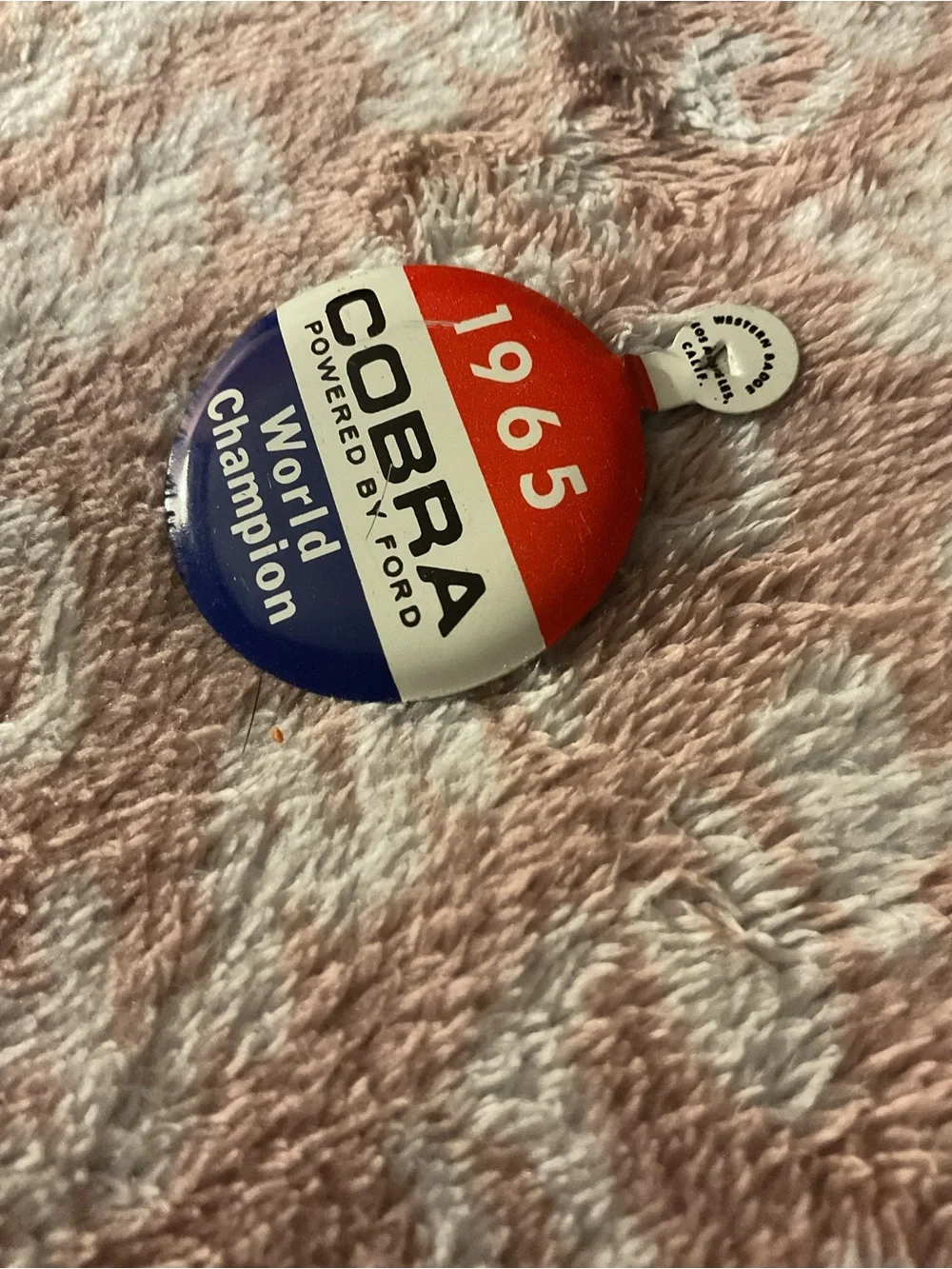 Vintage 1965 Shelby Cobra Button Powered by Ford World Champion Dealer Promo